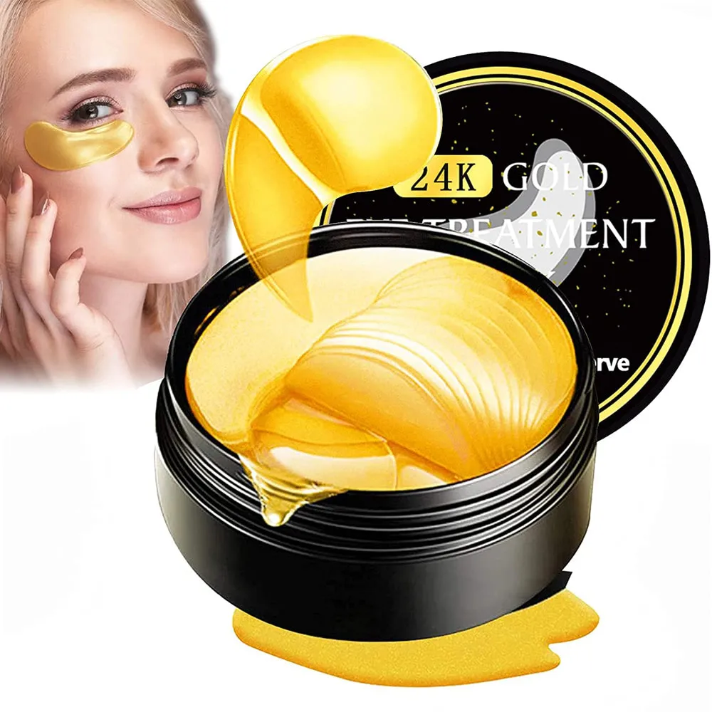 24K Gold Eye Mask, 30 Pairs Collagen under Eye Patches, Eye Treatment Mask, under Eye Bags Treatment, under Eye Masks for Puffy Eyes, Anti-Aging,Anti-Wrinkle&Fine Lines, under Eye Dark Circles