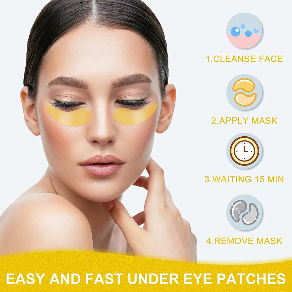 24K Gold Eye Mask, 30 Pairs Collagen under Eye Patches, Eye Treatment Mask, under Eye Bags Treatment, under Eye Masks for Puffy Eyes, Anti-Aging,Anti-Wrinkle&Fine Lines, under Eye Dark Circles
