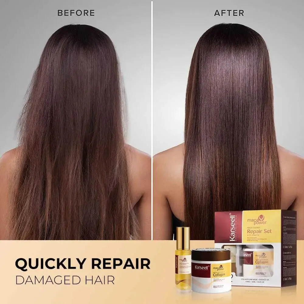 KARSEELL Maca Essence Power Collagen Hair Mask 500 ML & Argan Oil 50 ML Repair Set