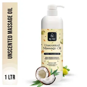 Rubz Unscented White Body Massage Oil | Moisturizing & Nourishing Body Massage Oil for Men & Women | Best for Aromatherapy & Full Body Spa | 1 Litre